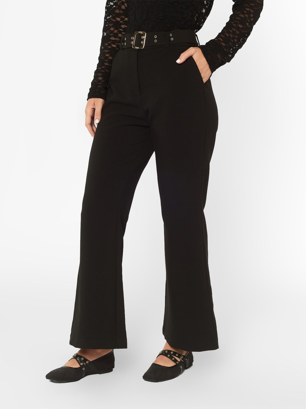 PANTALON FLARE MUJER MENTHA Y CHOCOLATE NEGRO MARCELA - 2