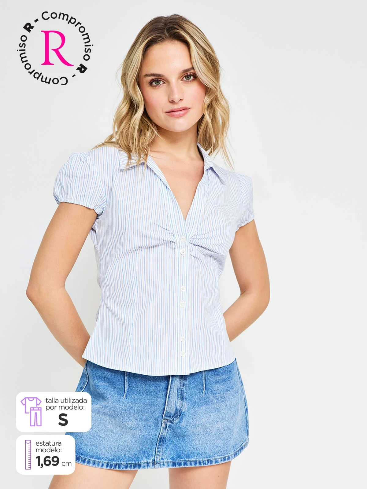 BLUSA MANGA CORTA ALGODÓN MUJER INDEX - 1