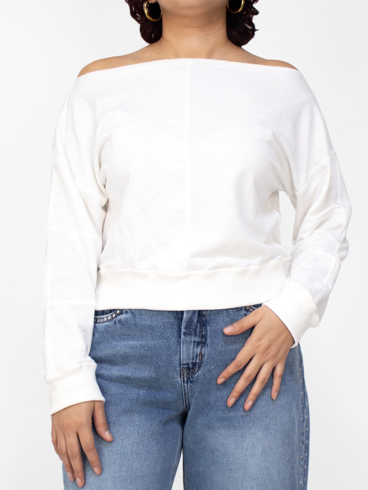 POLERA ALGODÓN MUJER KAYRA POBLET PERFECT FIT CROP OFF SHOULDER KF002 - 1