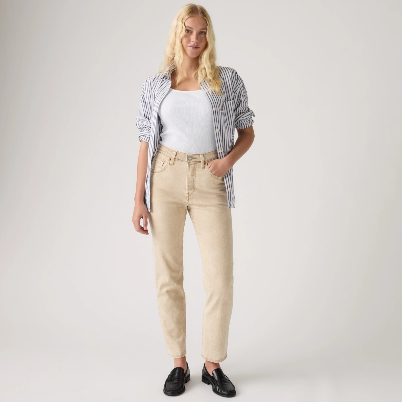 JEAN CROPPED MUJER LEVI'S 501 CLOUDY WHITE PEPPER - 1