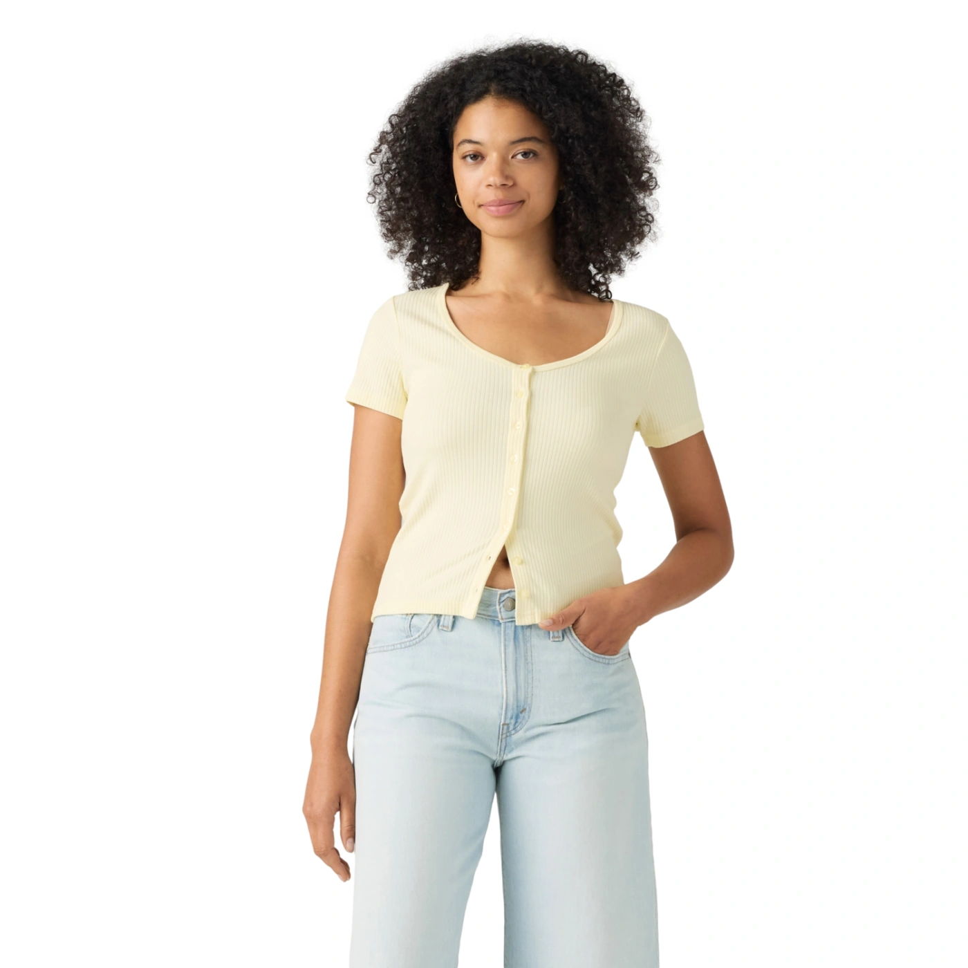 POLO MUJER LEVI'S AUSTEN BUTTON THROUGH PEAR SORBET RIB - 1