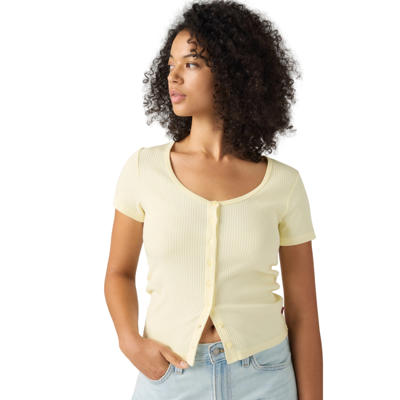 POLO MUJER LEVI'S AUSTEN BUTTON THROUGH PEAR SORBET RIB - 3