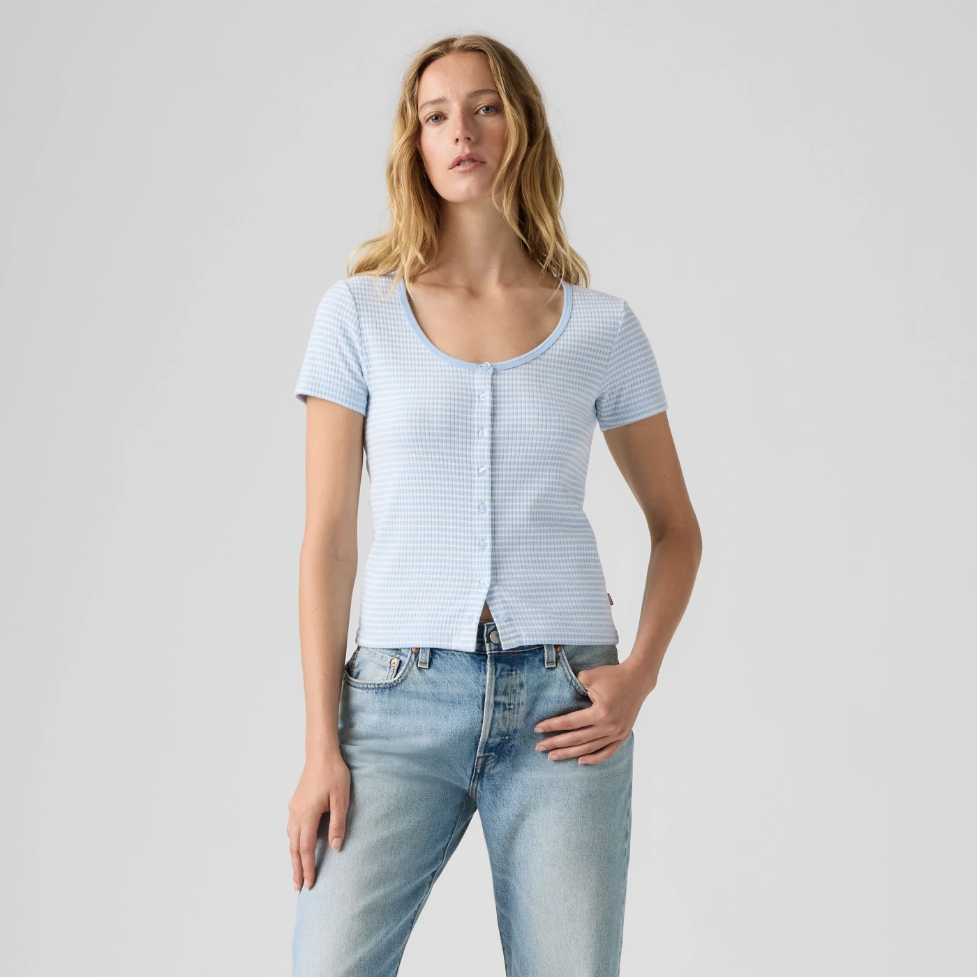 POLO MUJER LEVI'S AUSTEN BUTTON THROUGH Annalise Stripe ANGEL FALLS RIB - 2