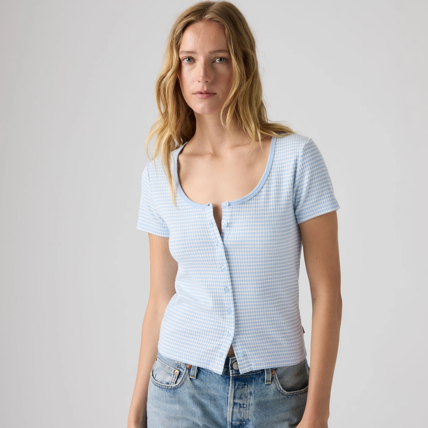 POLO MUJER LEVI'S AUSTEN BUTTON THROUGH Annalise Stripe ANGEL FALLS RIB - 1