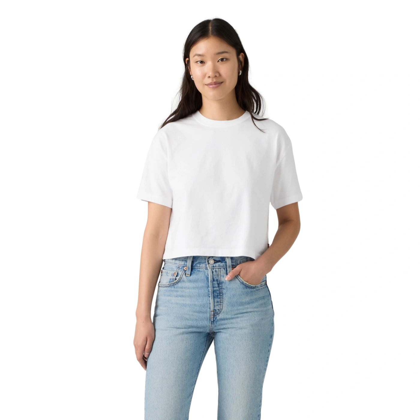POLO MUJER LEVIS CROPPED ANYDAY TEE BRIGHT WHITE JERSEY - 1