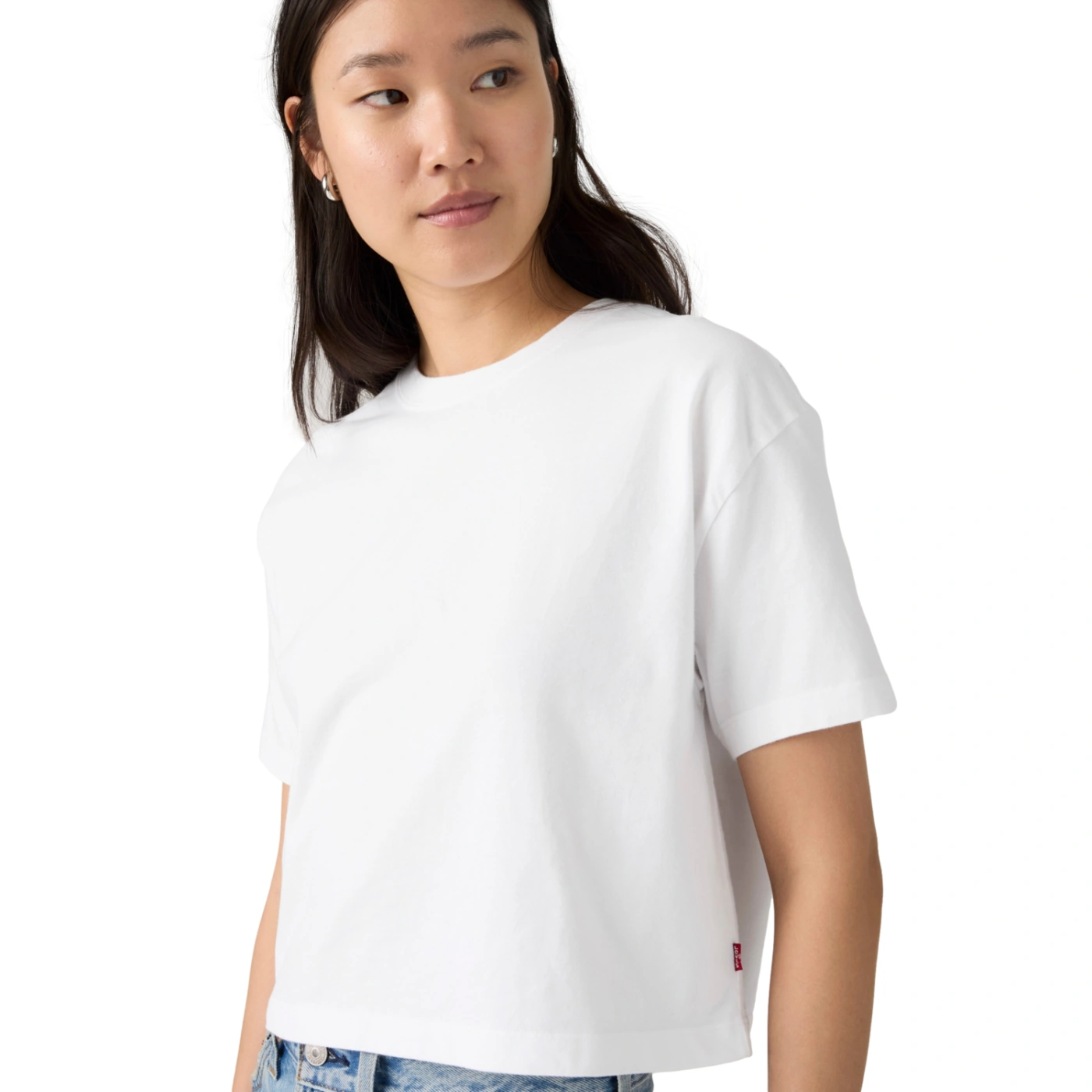POLO MUJER LEVIS CROPPED ANYDAY TEE BRIGHT WHITE JERSEY - 3