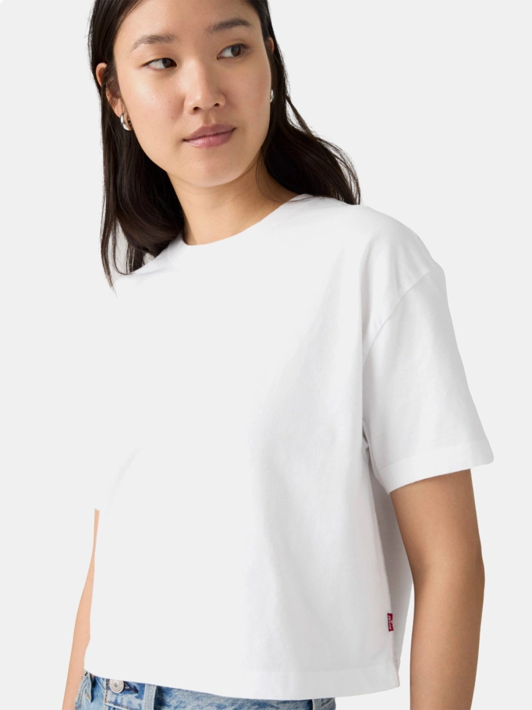 POLO MUJER LEVIS CROPPED ANYDAY TEE BRIGHT WHITE JERSEY - 3