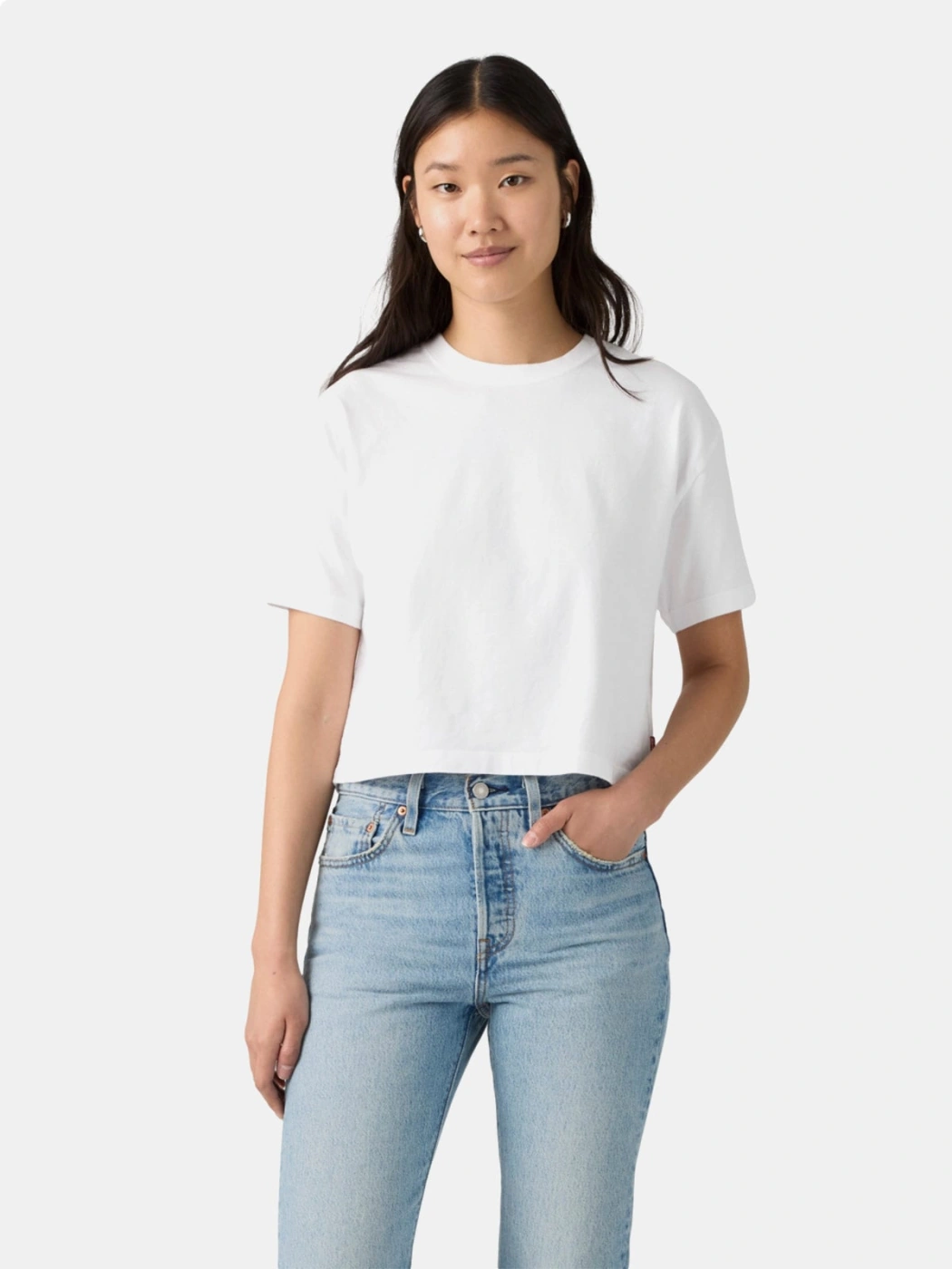 POLO MUJER LEVIS CROPPED ANYDAY TEE BRIGHT WHITE JERSEY - 1