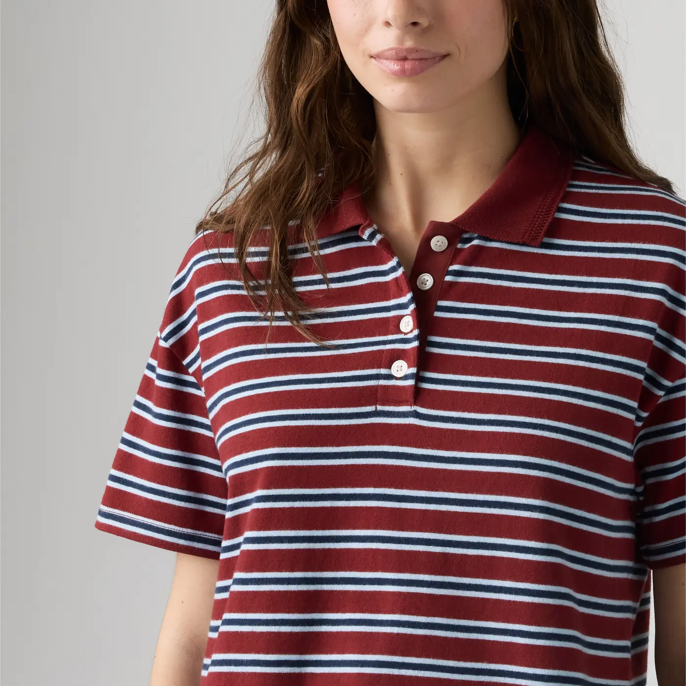 POLO MANGA CORTA ALGODÓN MUJER LEVIS GUINDA RUGBY - 3