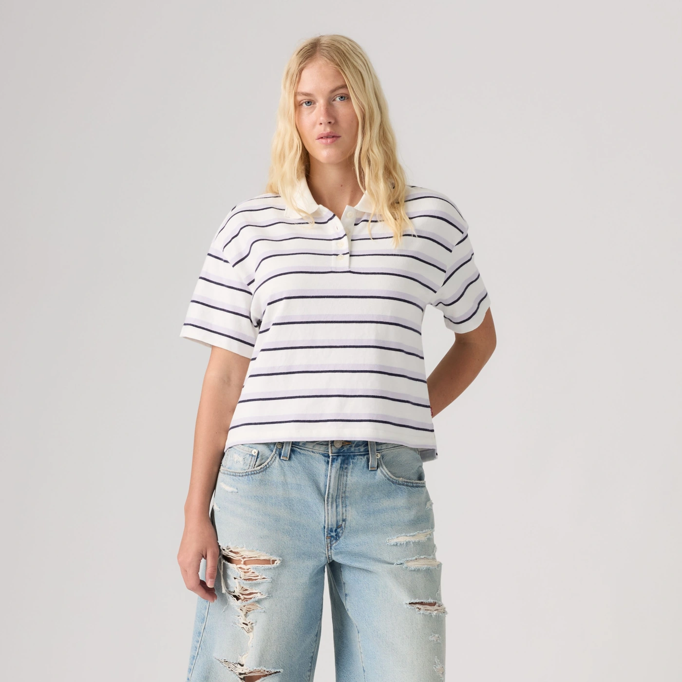 POLO ALGODÓN MUJER LEVI'S RUGBY POLO Pepper Stripe LAVENDER BLUE - 1