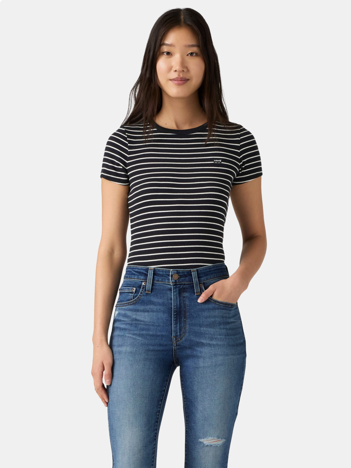 POLO MUJER LEVI'S HAYES TEE GEMINI STRIPE ANTHRACITE NIGHT - 1