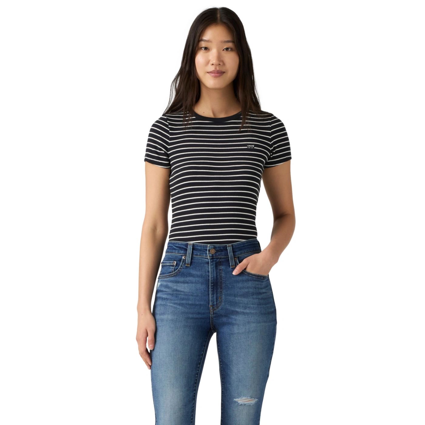 POLO MUJER LEVI'S HAYES TEE GEMINI STRIPE ANTHRACITE NIGHT - 1