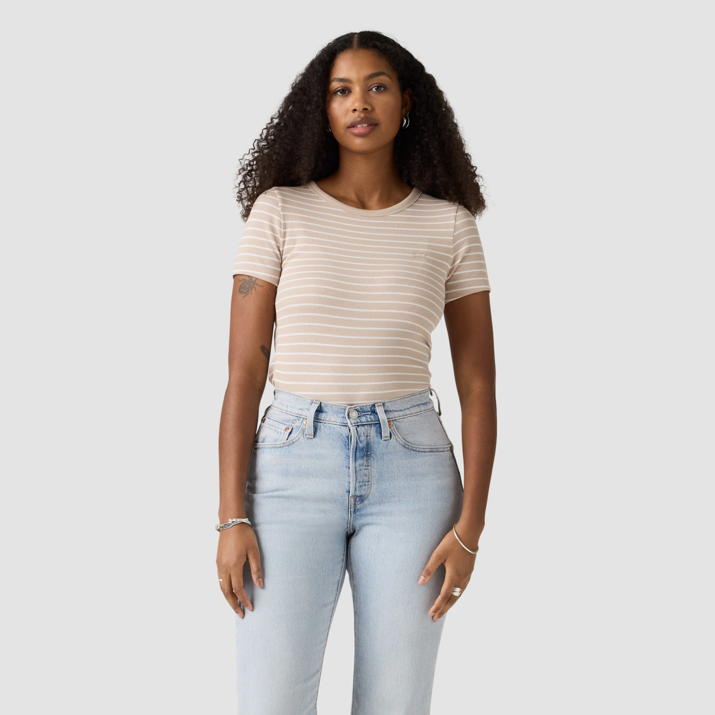 POLO MUJER LEVI'S HAYES TEE GEMINI STRIPE CHATEAU GRAY - 1