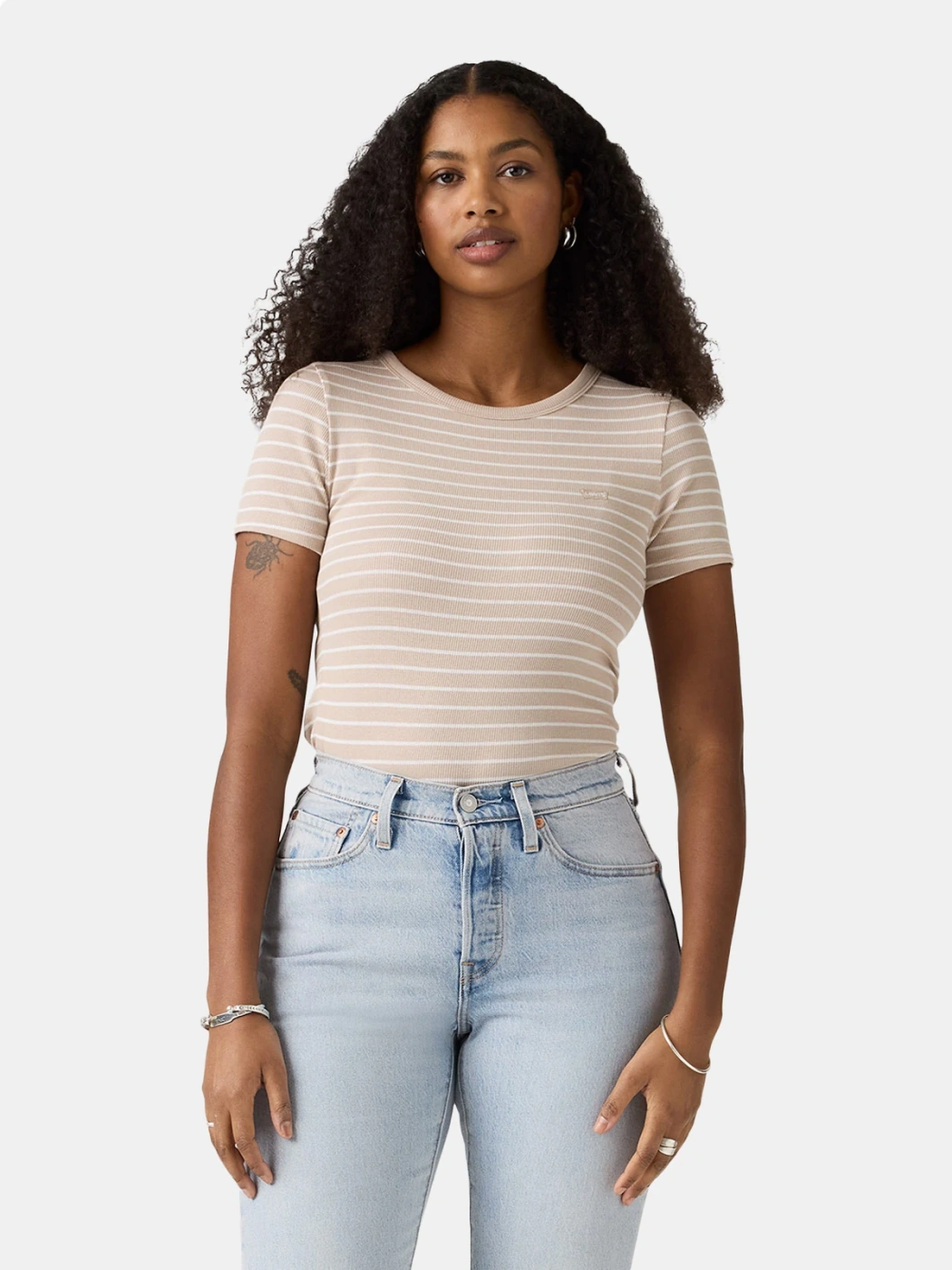 POLO MUJER LEVI'S HAYES TEE GEMINI STRIPE CHATEAU GRAY - 1