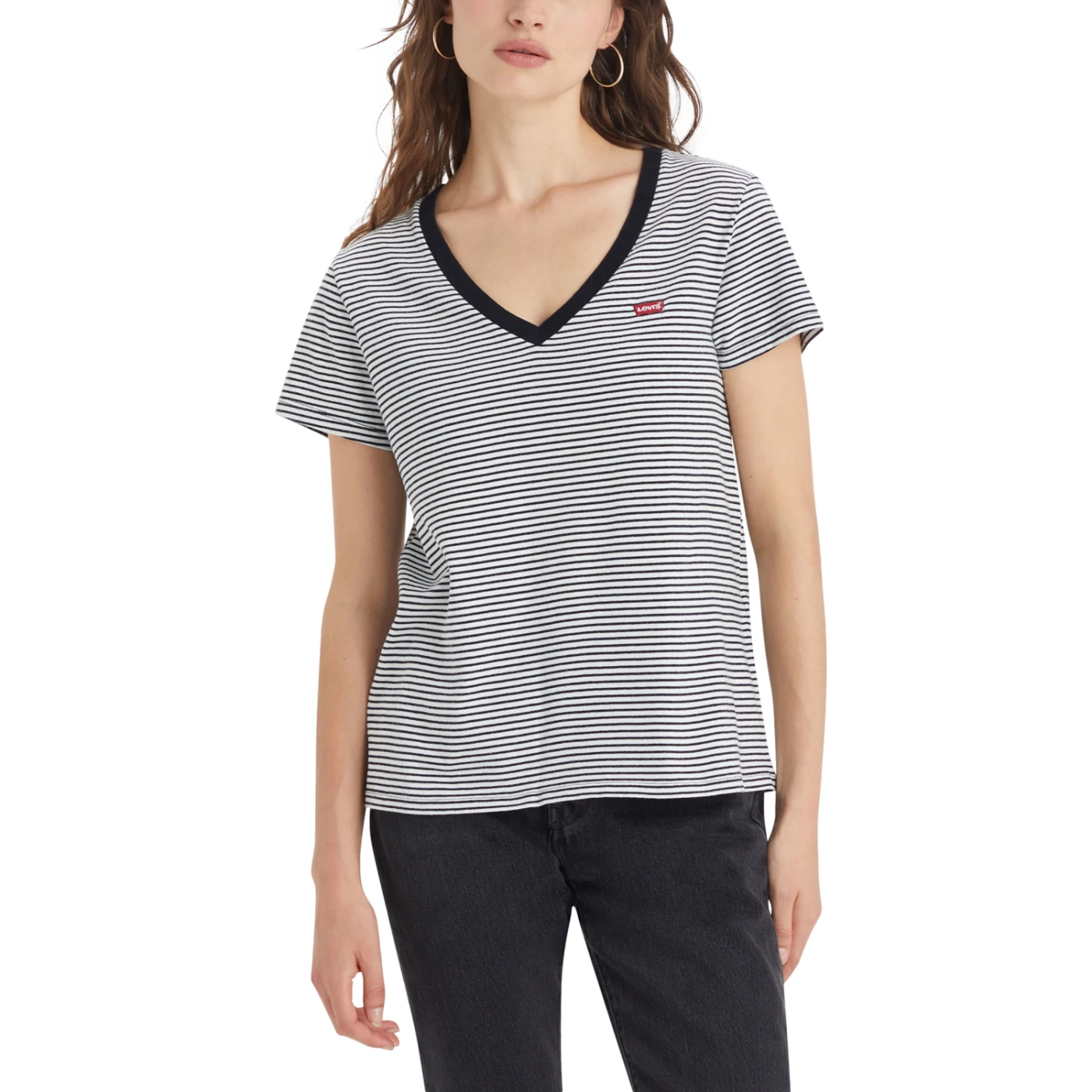 POLO MUJER LEVI'S PERFECT VNECK ANNALISE STRIPE CLOUD DANCER JERSEY - 1