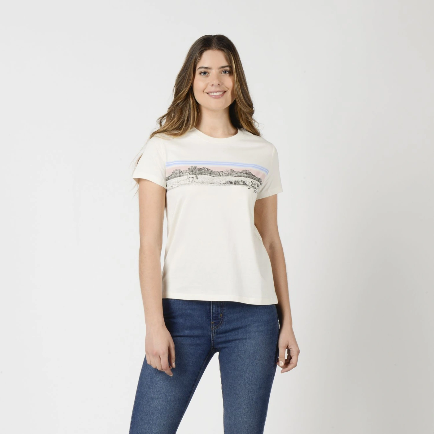 POLO ALGODÓN MUJER LEVI'S THE PERFECT TEE BUGGY DESERTSCAPE EGRET - 1