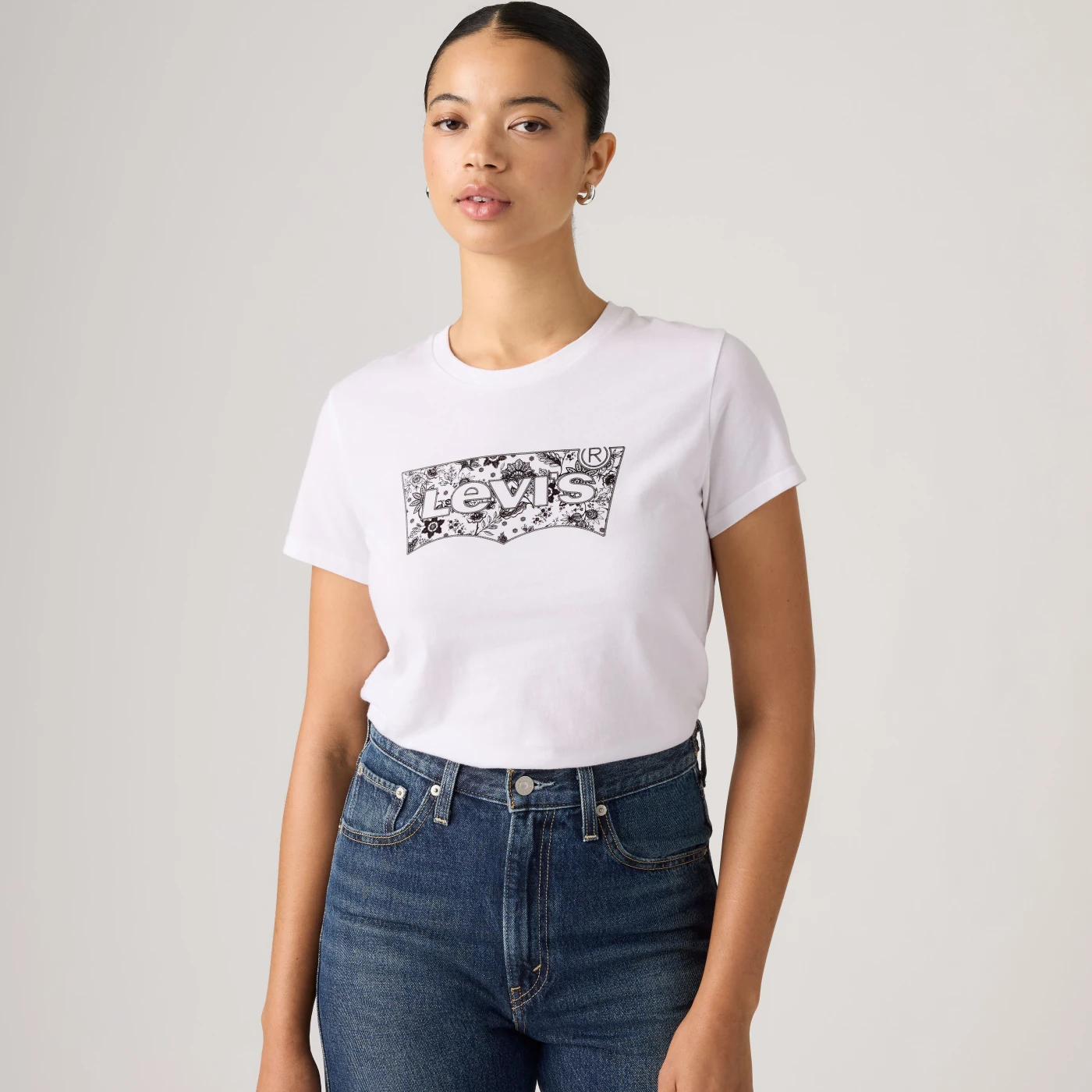 POLO ALGODÓN MUJER LEVI'S THE PERFECT TEE FLORAL BANDANA BW EGRET - 1