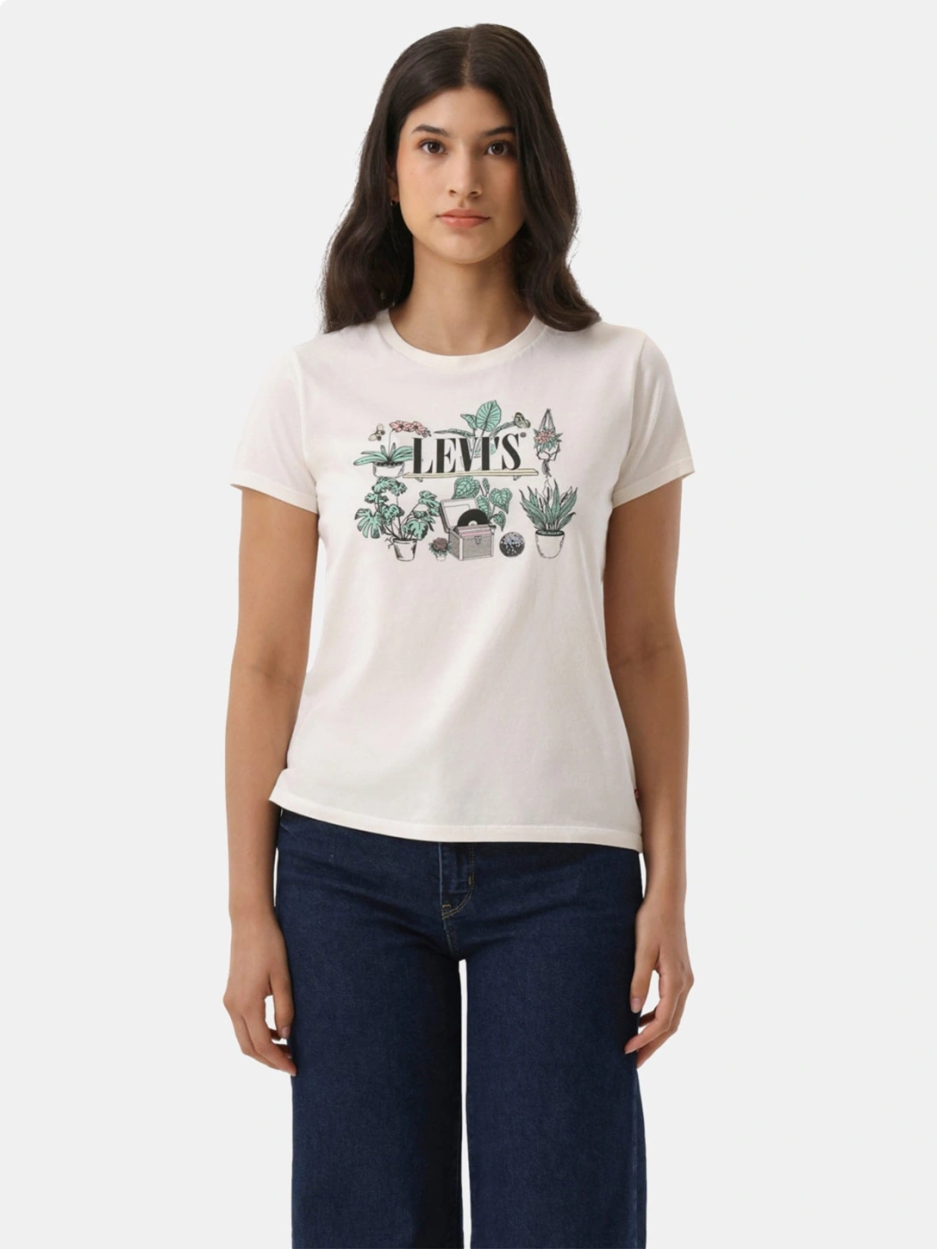 POLO MUJER LEVI'S THE PERFECT TEE SERIF PLANT SHELF EGRET - 1