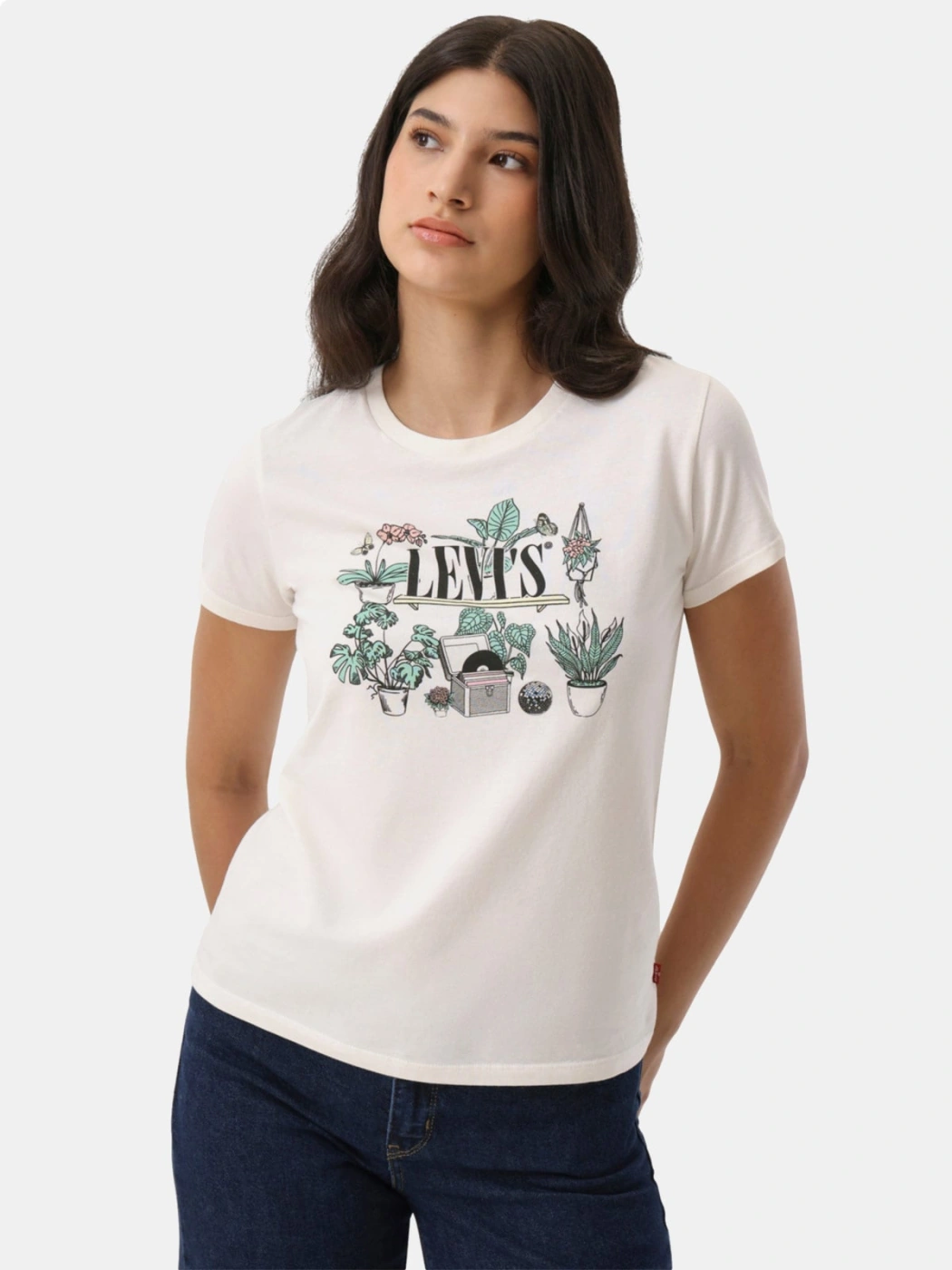 POLO MUJER LEVI'S THE PERFECT TEE SERIF PLANT SHELF EGRET - 3