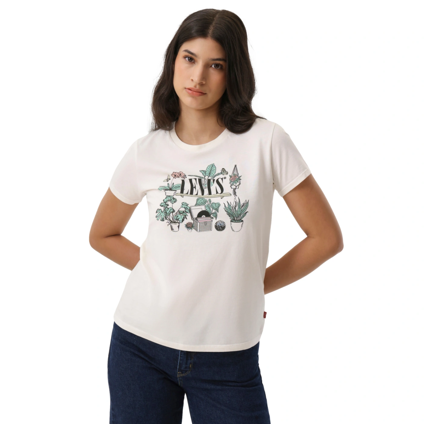 POLO MUJER LEVI'S THE PERFECT TEE SERIF PLANT SHELF EGRET - 6