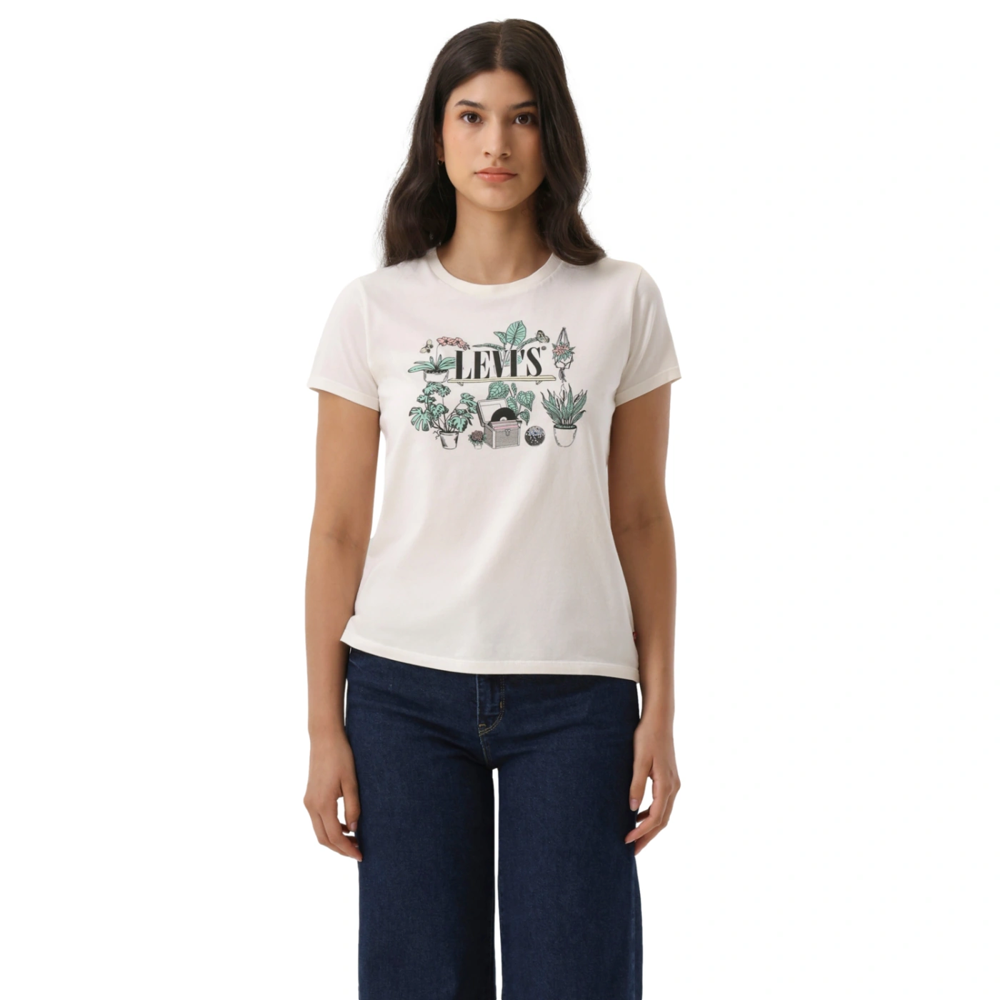 POLO MUJER LEVI'S THE PERFECT TEE SERIF PLANT SHELF EGRET - 1