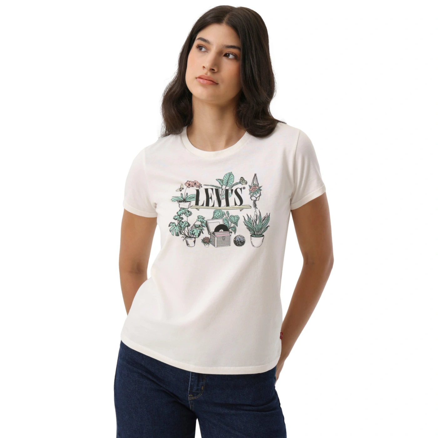 POLO MUJER LEVI'S THE PERFECT TEE SERIF PLANT SHELF EGRET - 5