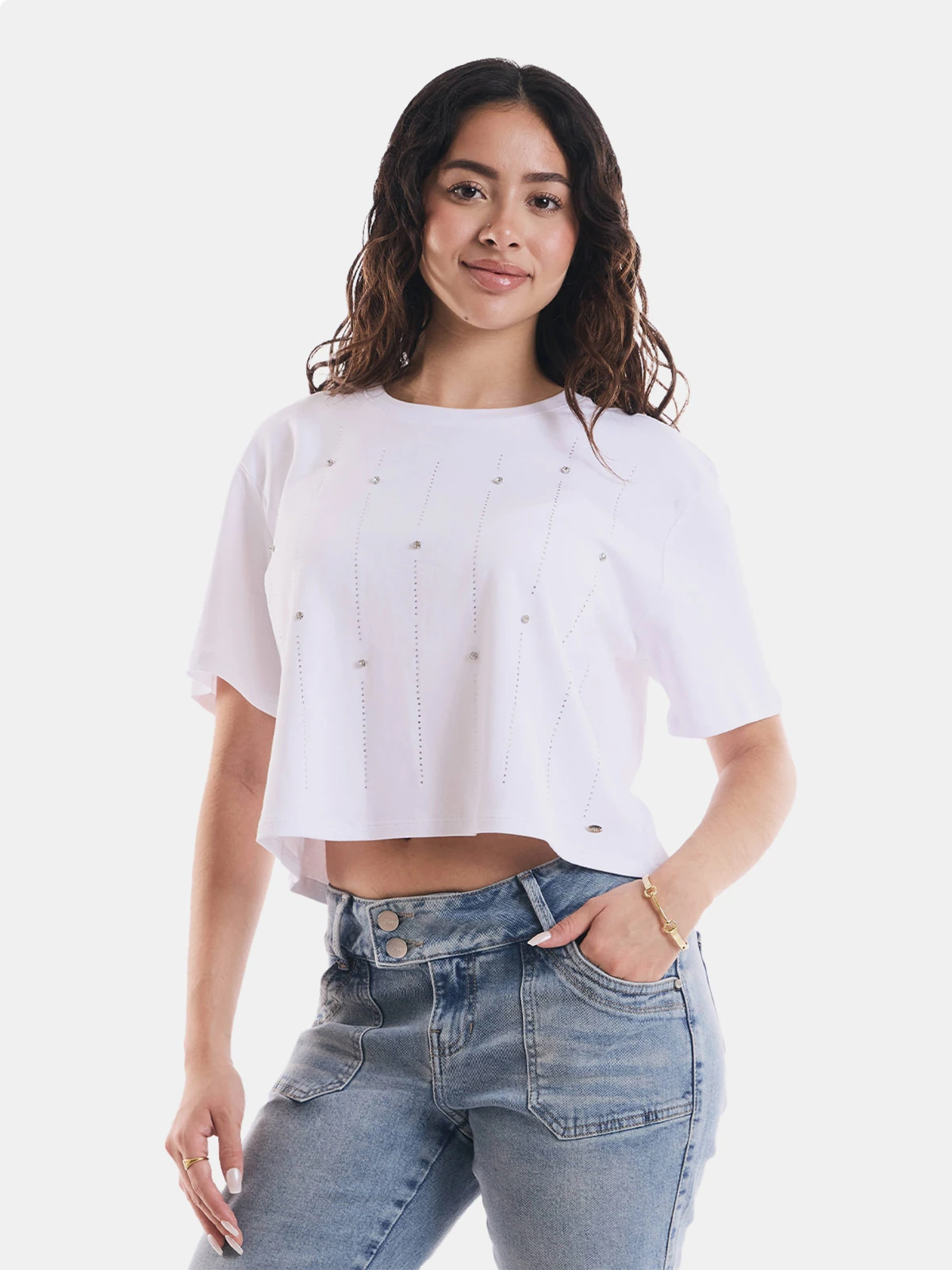 POLO MUJER METAL JEANS DIAMANTE BRILLOS - 1