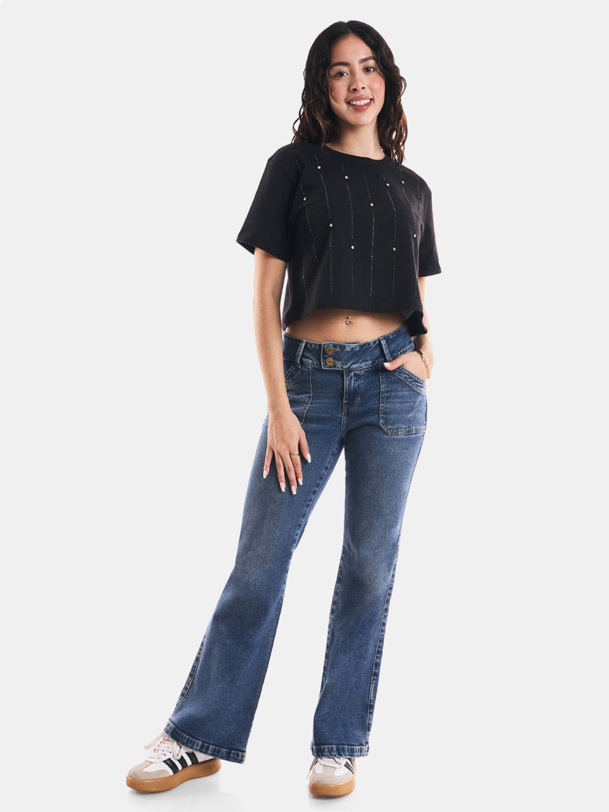 JEAN FLARE METAL JEAN LOW RISE AMELIA - 1