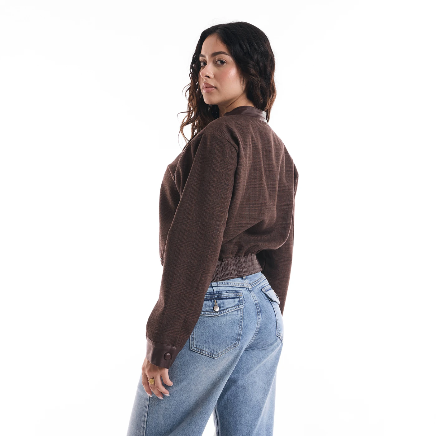 CASACA MUJER METAL JEANS BOMBER CUADROS MILANO - 3