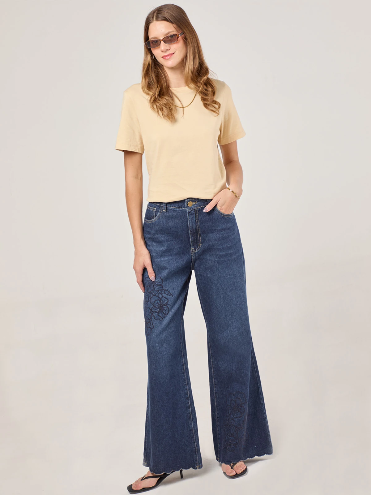 JEANS ALGODÓN REGULAR MUJER TATIENNE BORDADO - 1