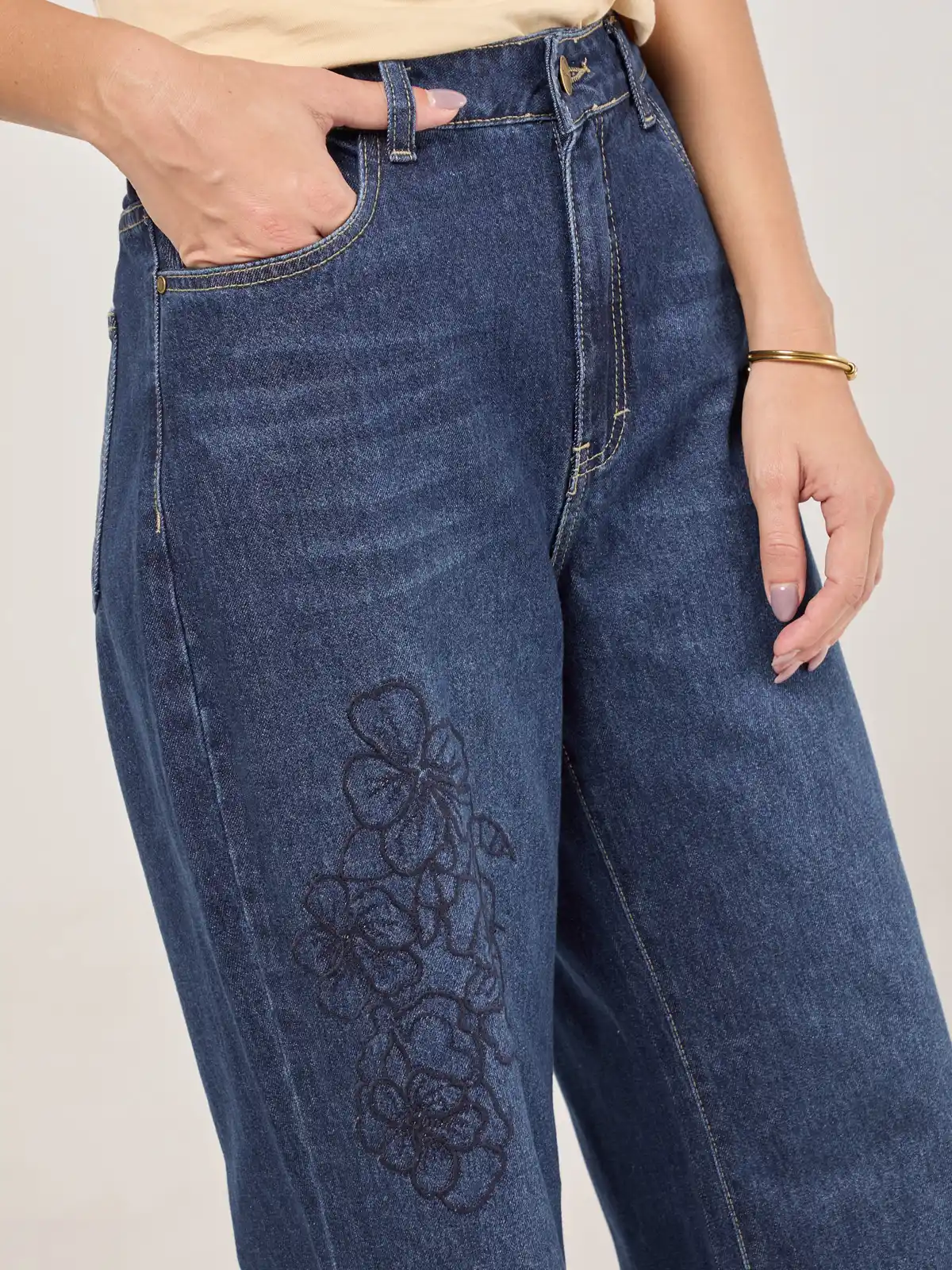JEANS ALGODÓN REGULAR MUJER TATIENNE BORDADO - 4