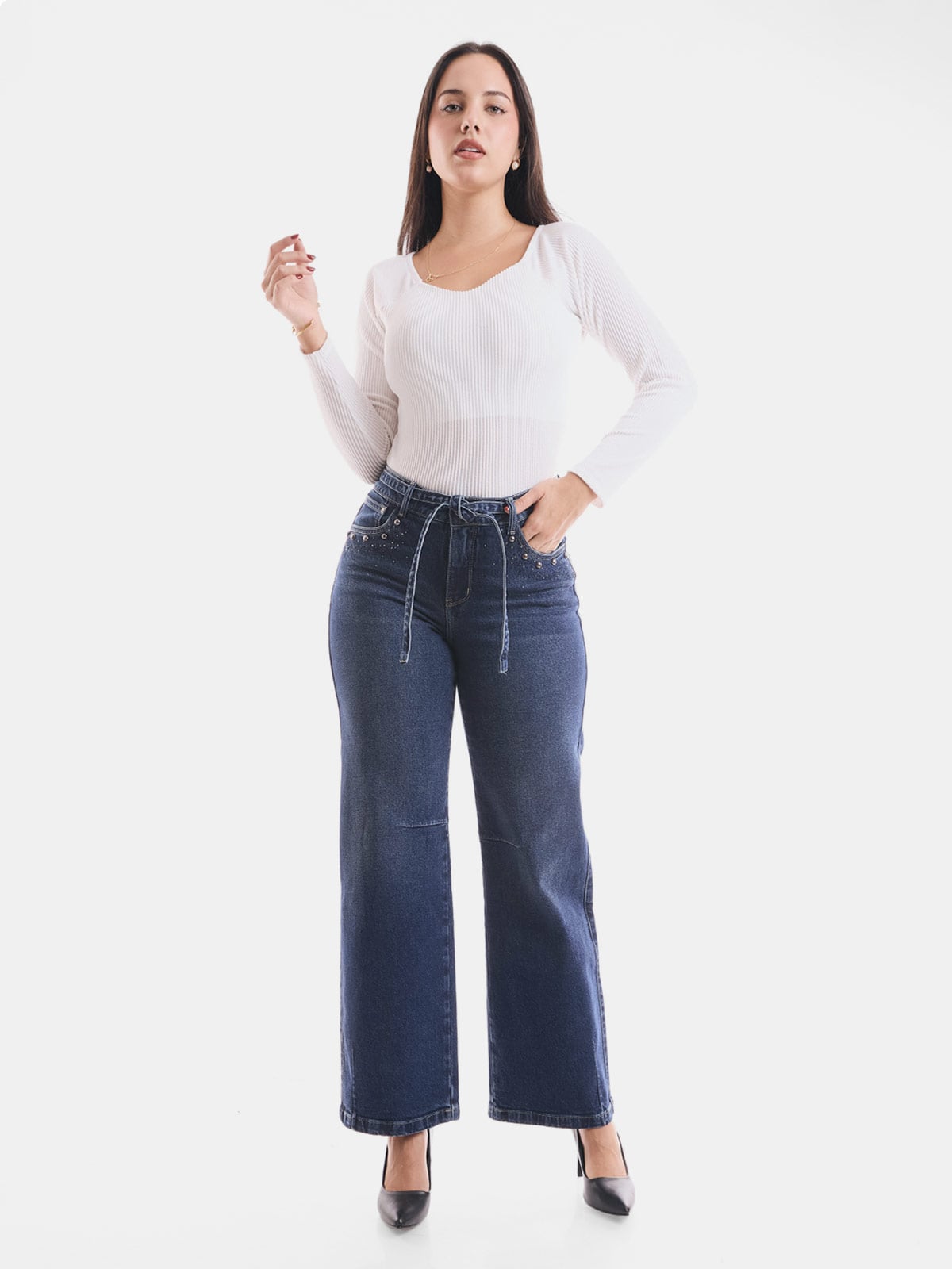 JEAN STRAIGHT FIT MUJER METAL JEANS TACHAS CENAIDA - 1