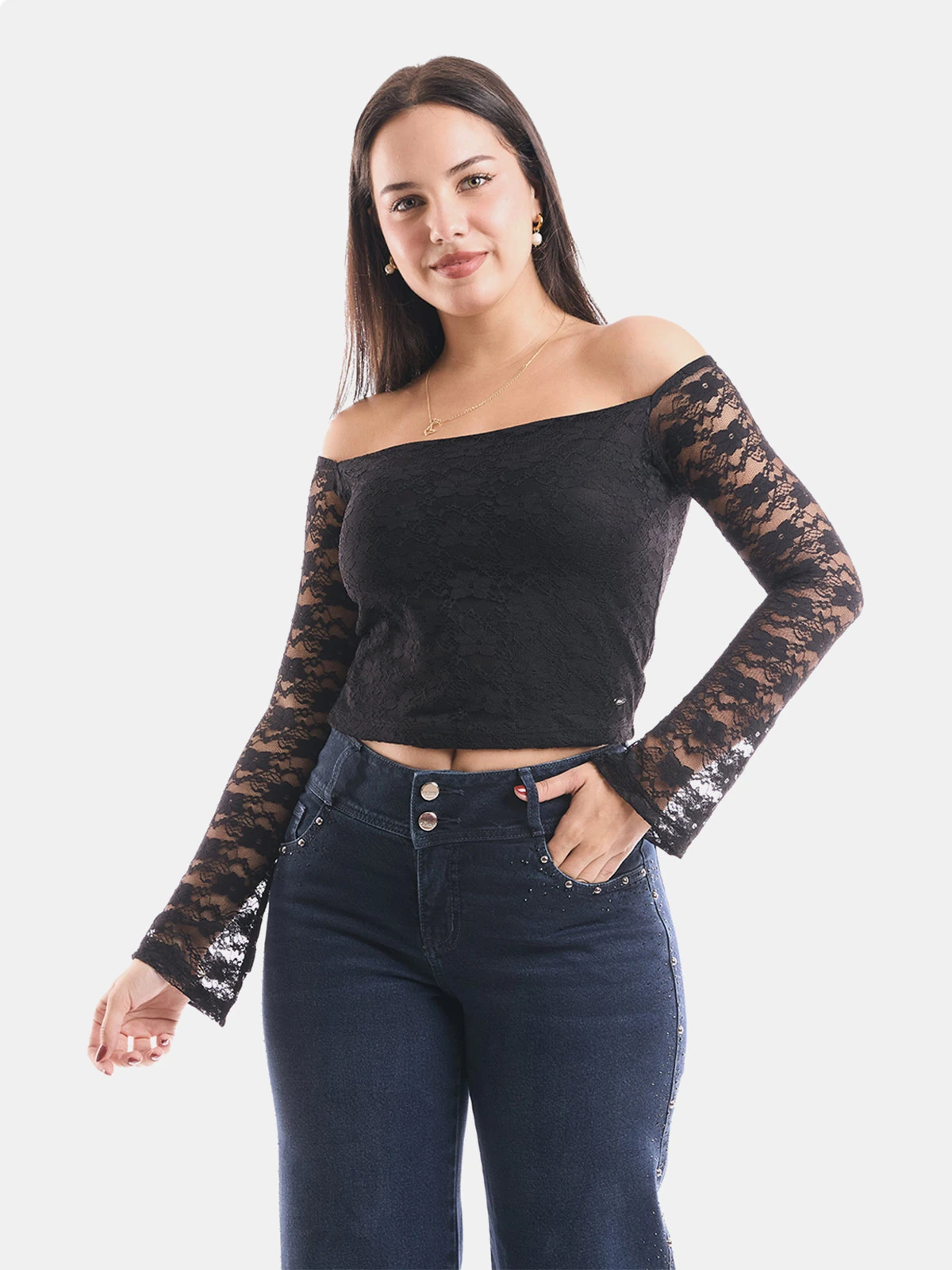 TOP MUJER METAL JEANS ENCAJE ZENDAYA - 1