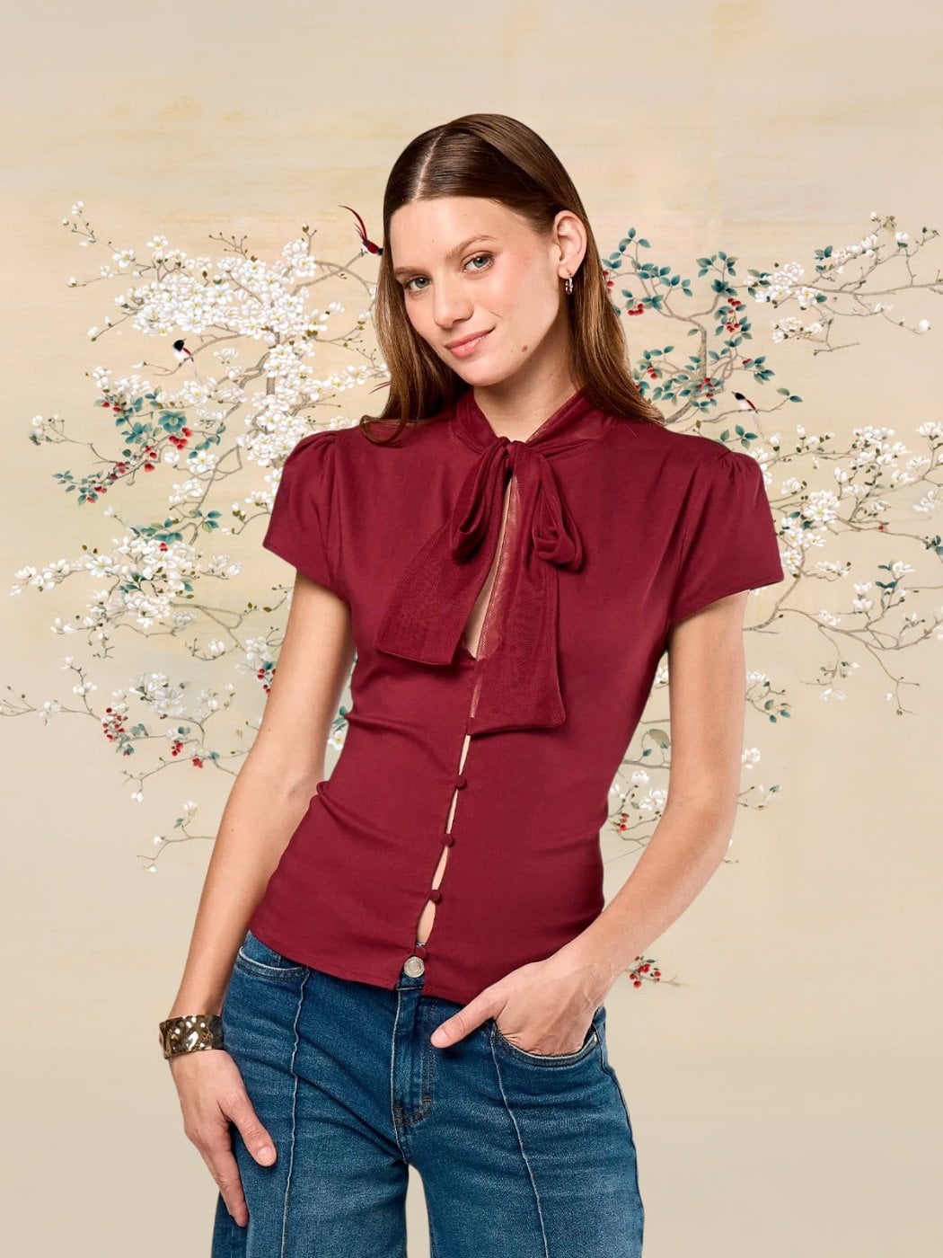 BLUSA MANGA CORTA MUJER BARBADOS CHINITO - 1