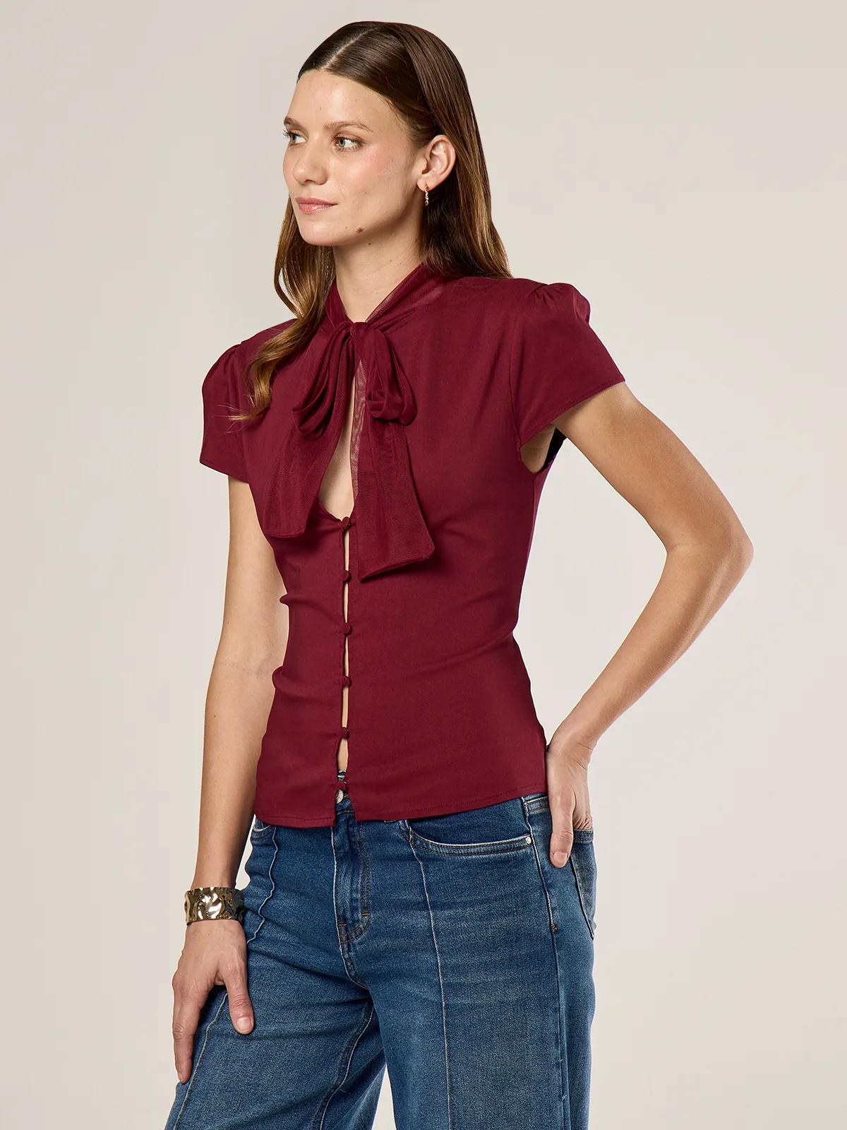 BLUSA MANGA CORTA MUJER BARBADOS CHINITO - 3