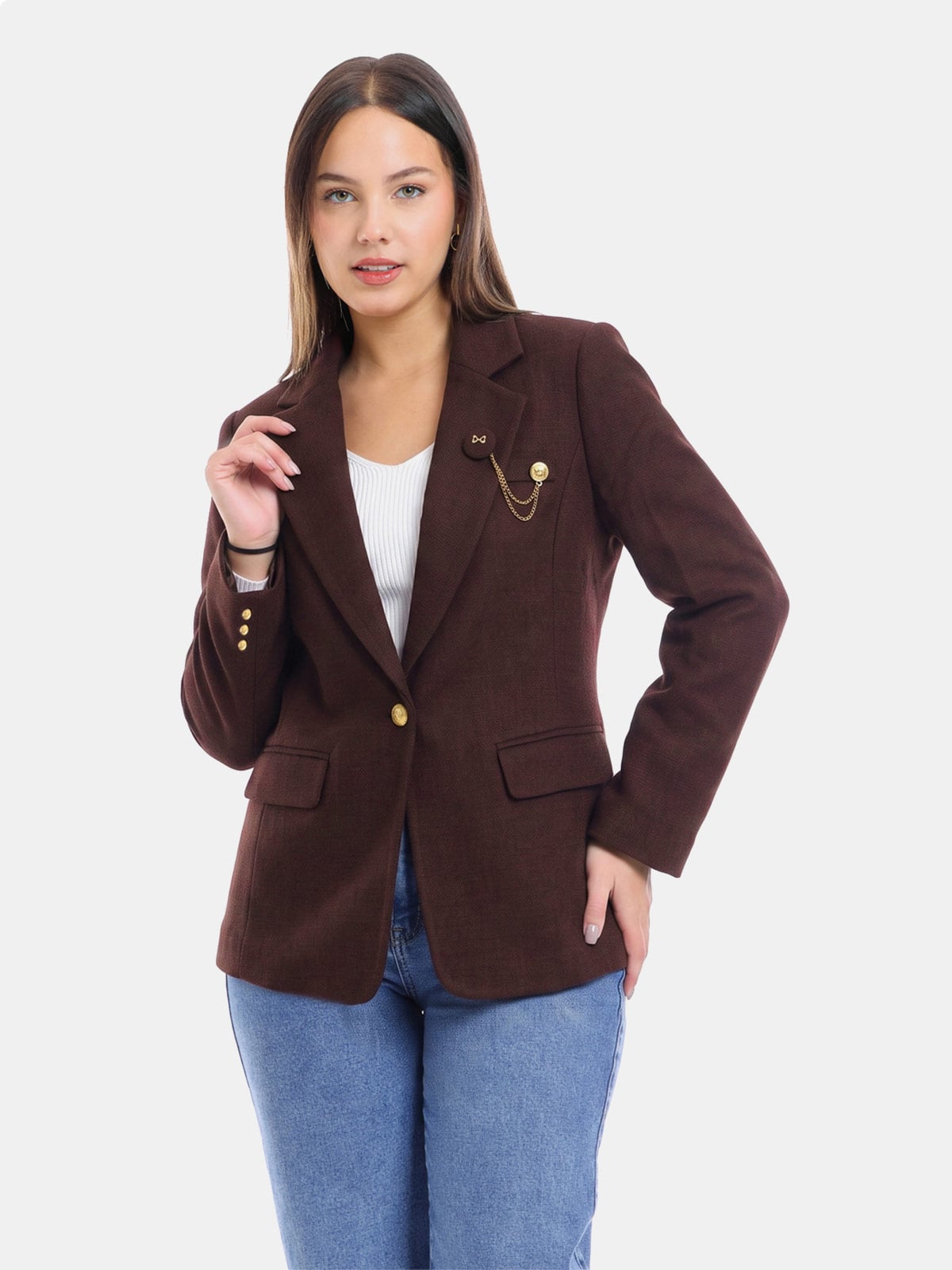 BLAZER MUJER METAL JEANS PAÑO FIORELLA - 1