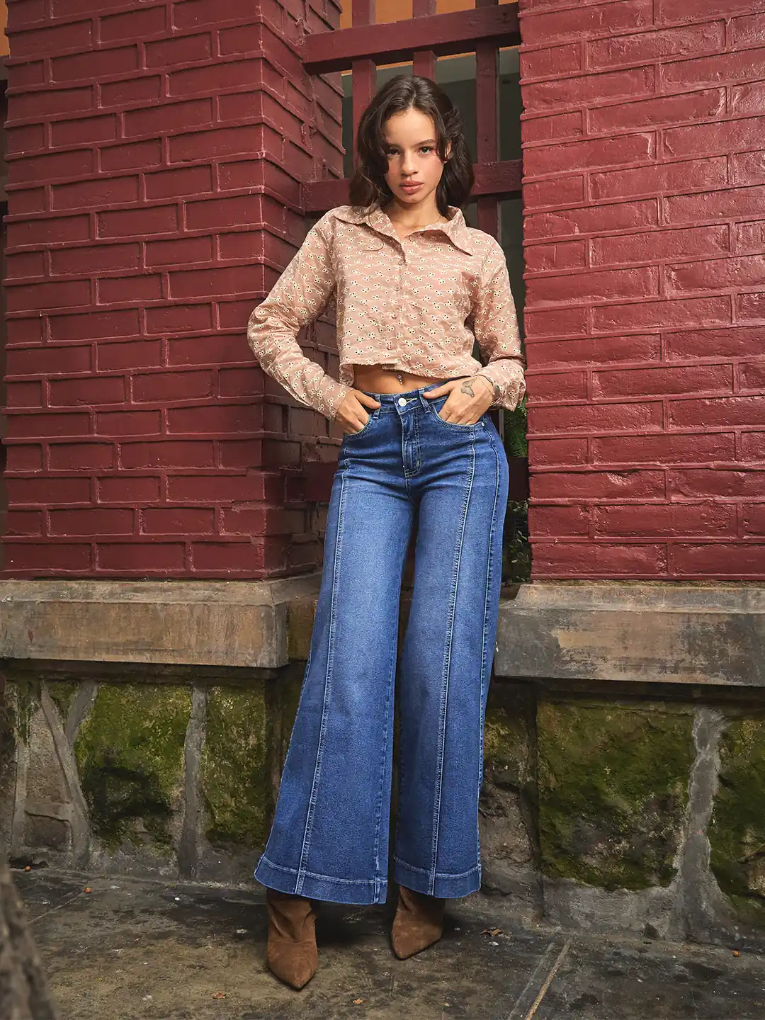 JEANS ALGODÓN PALAZZO MUJER ALEJANDRA BAIGORRIA AZUL SELMA - 1