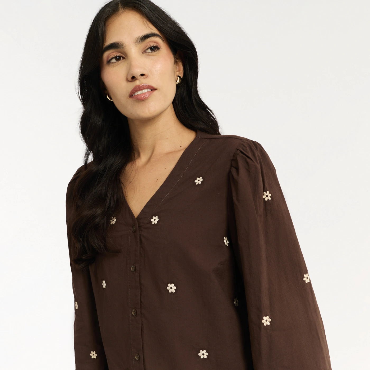 BLUSA MANGA LARGA MUJER MENTHA Y CHOCOLATE REIKO MARRÓN - 2