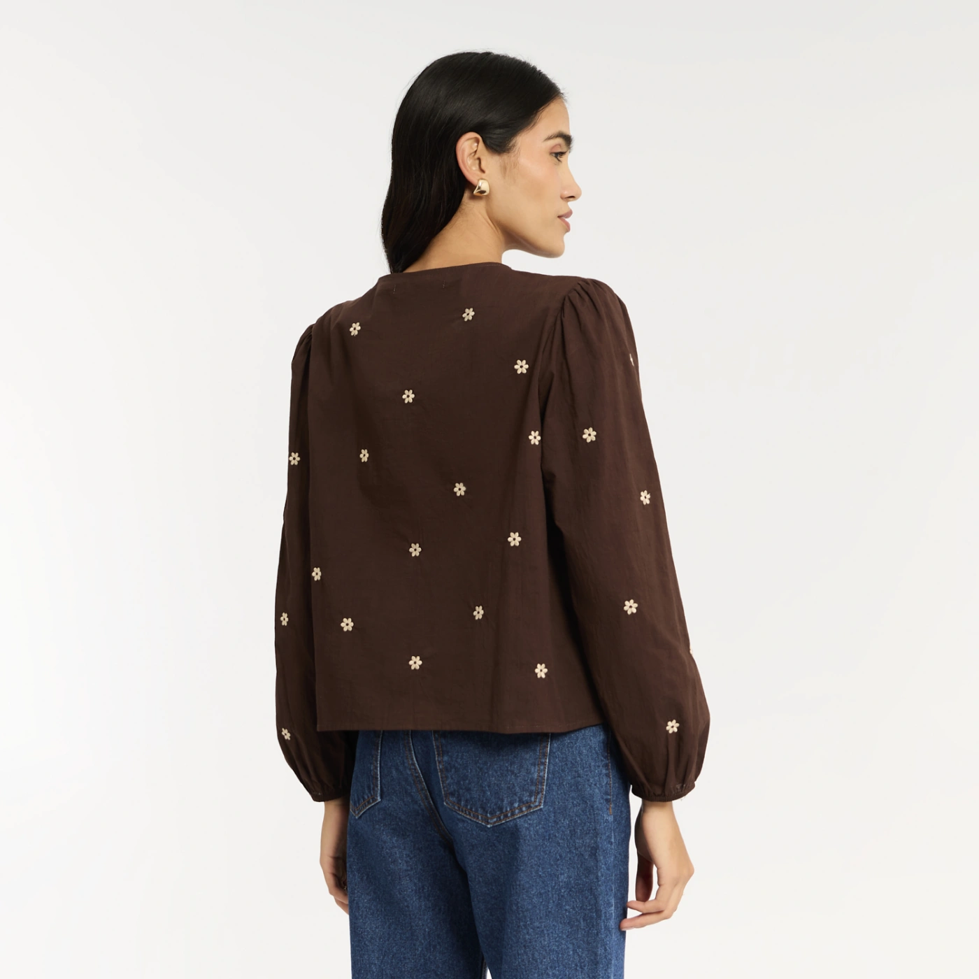 BLUSA MANGA LARGA MUJER MENTHA Y CHOCOLATE REIKO MARRÓN - 4