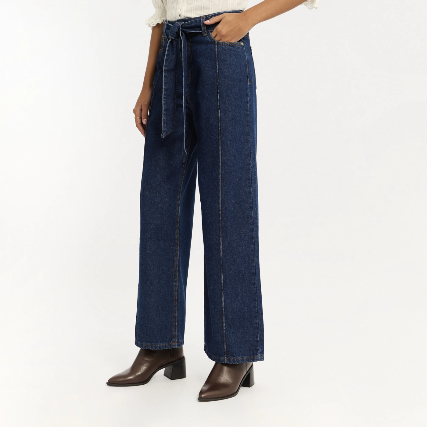 JEAN WIDE LEG ALGODÓN MUJER MENTHA Y CHOCOLATE NEW AMAYA - 1