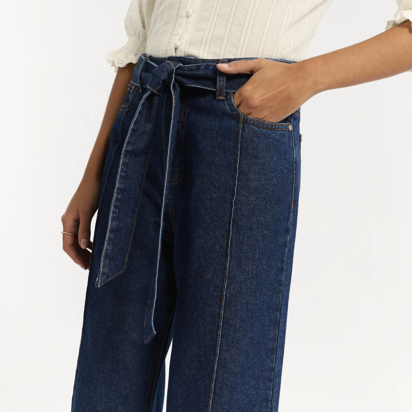 JEAN WIDE LEG ALGODÓN MUJER MENTHA Y CHOCOLATE NEW AMAYA - 2