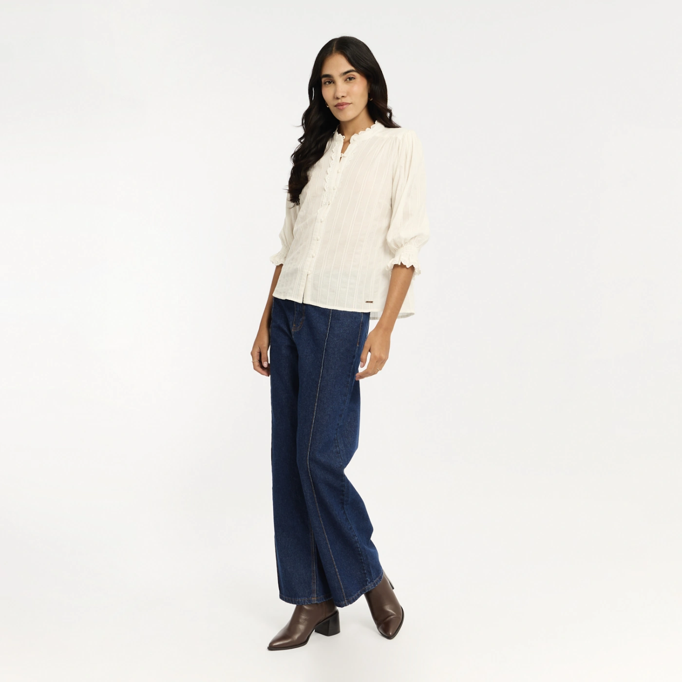 JEAN WIDE LEG ALGODÓN MUJER MENTHA Y CHOCOLATE NEW AMAYA - 3