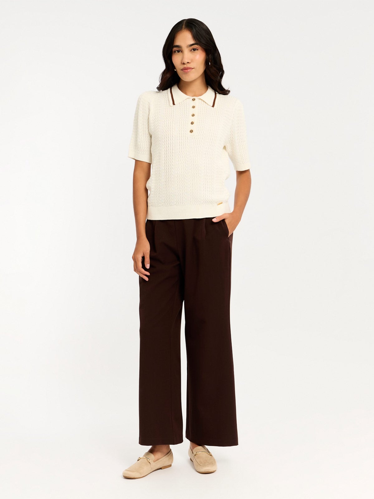 PANTALÓN FLARE MUJER MENTHA Y CHOCOLATE - 1