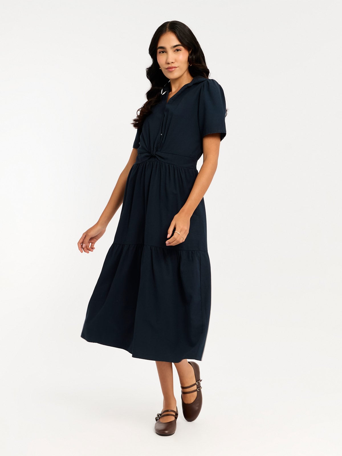 VESTIDO MUJER MENTHA Y CHOCOLATE AZUL RUSTICA - 1