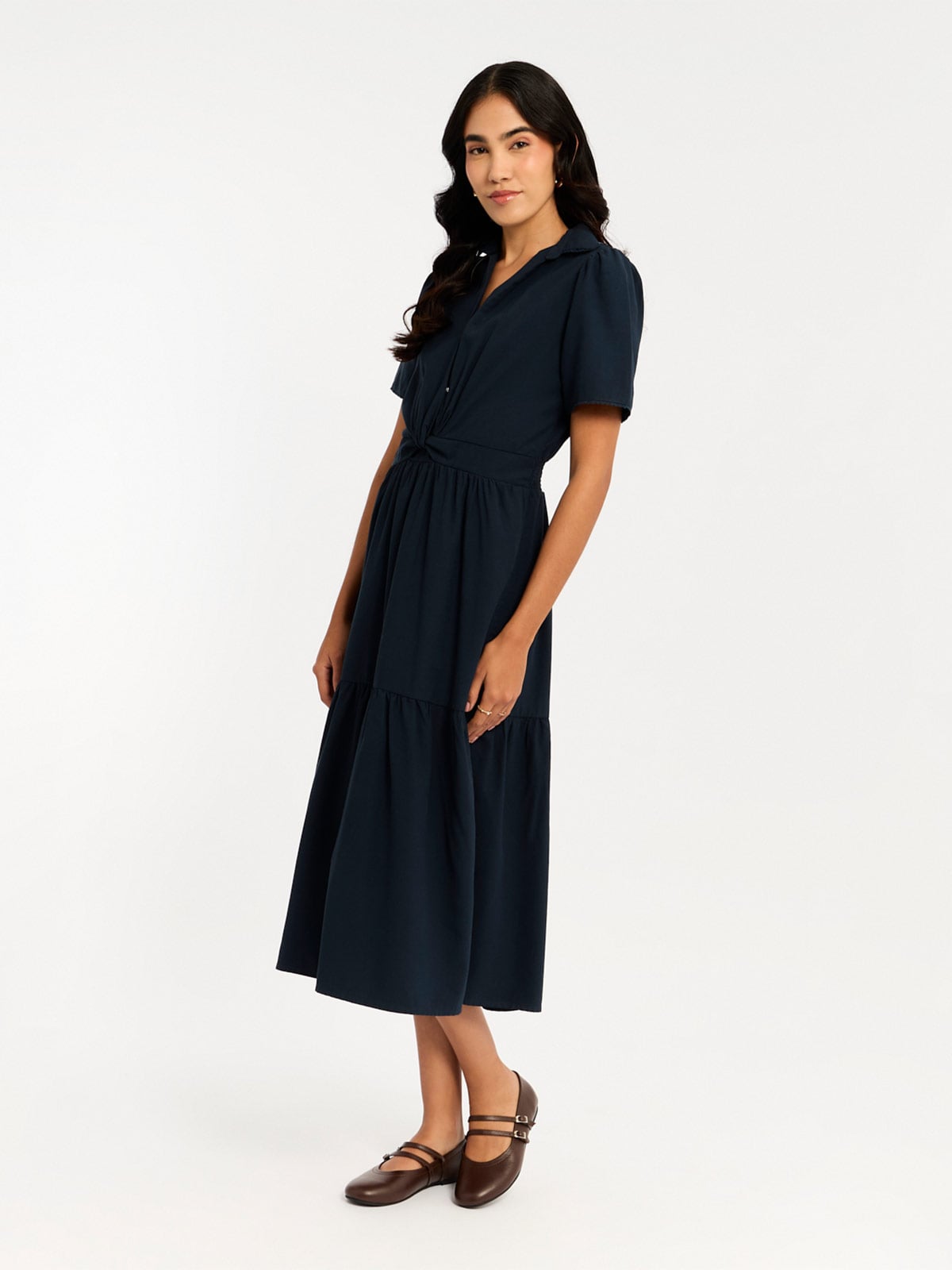 VESTIDO MUJER MENTHA Y CHOCOLATE AZUL RUSTICA - 3