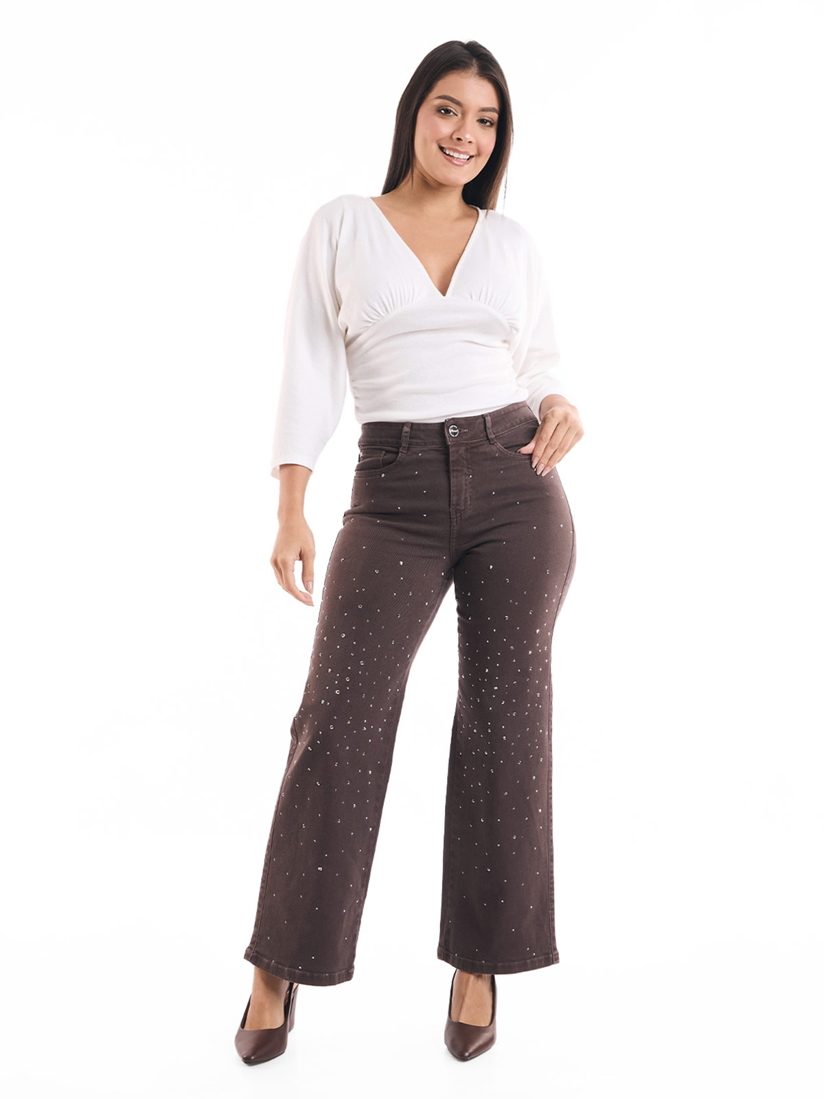JEAN STRAIGHT MUJER METAL JEANS BRILLOS - 1