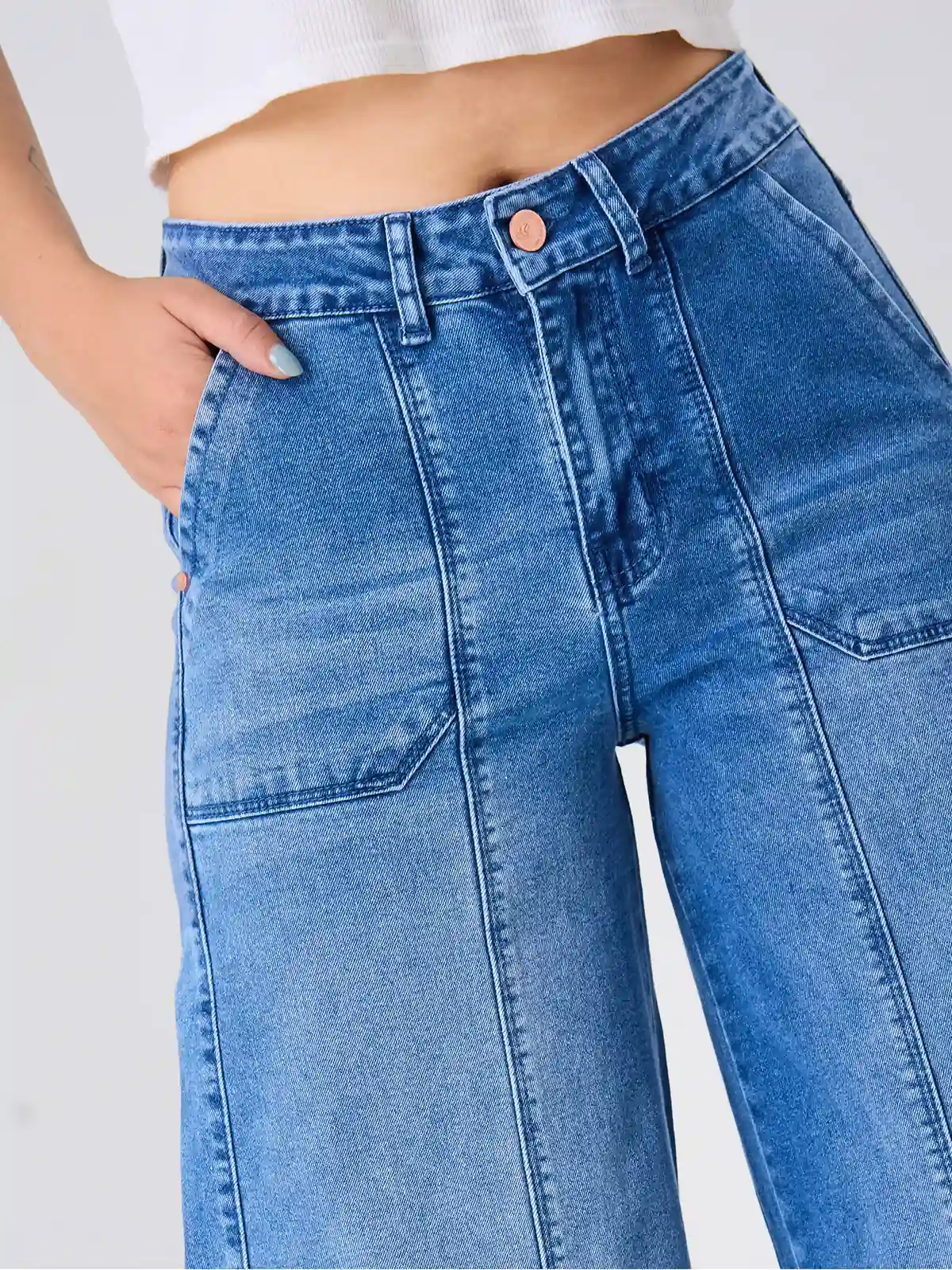 JEANS ALGODÓN REGULAR MUJER ALEJANDRA BAIGORRIA CELESTE - 4