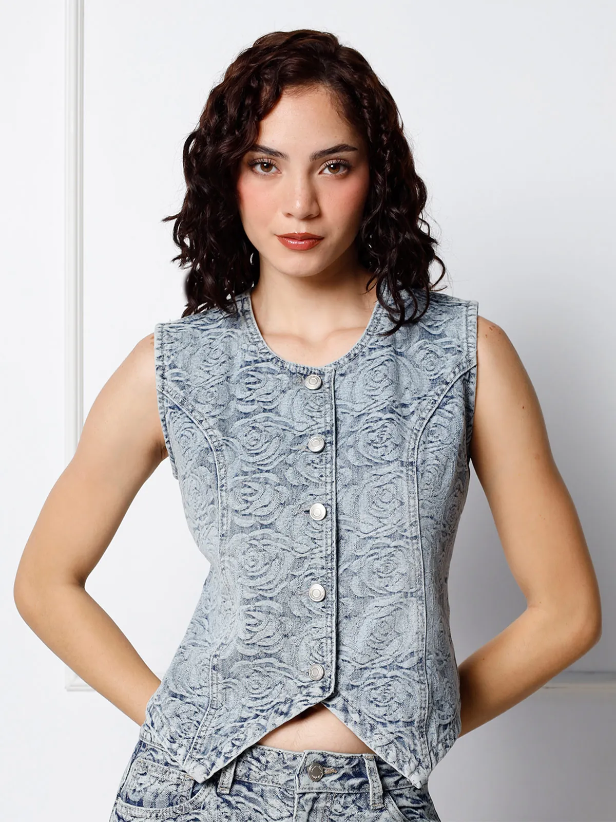 CHALECO SIN MANGAS ALGODÓN MUJER DENIM - 1