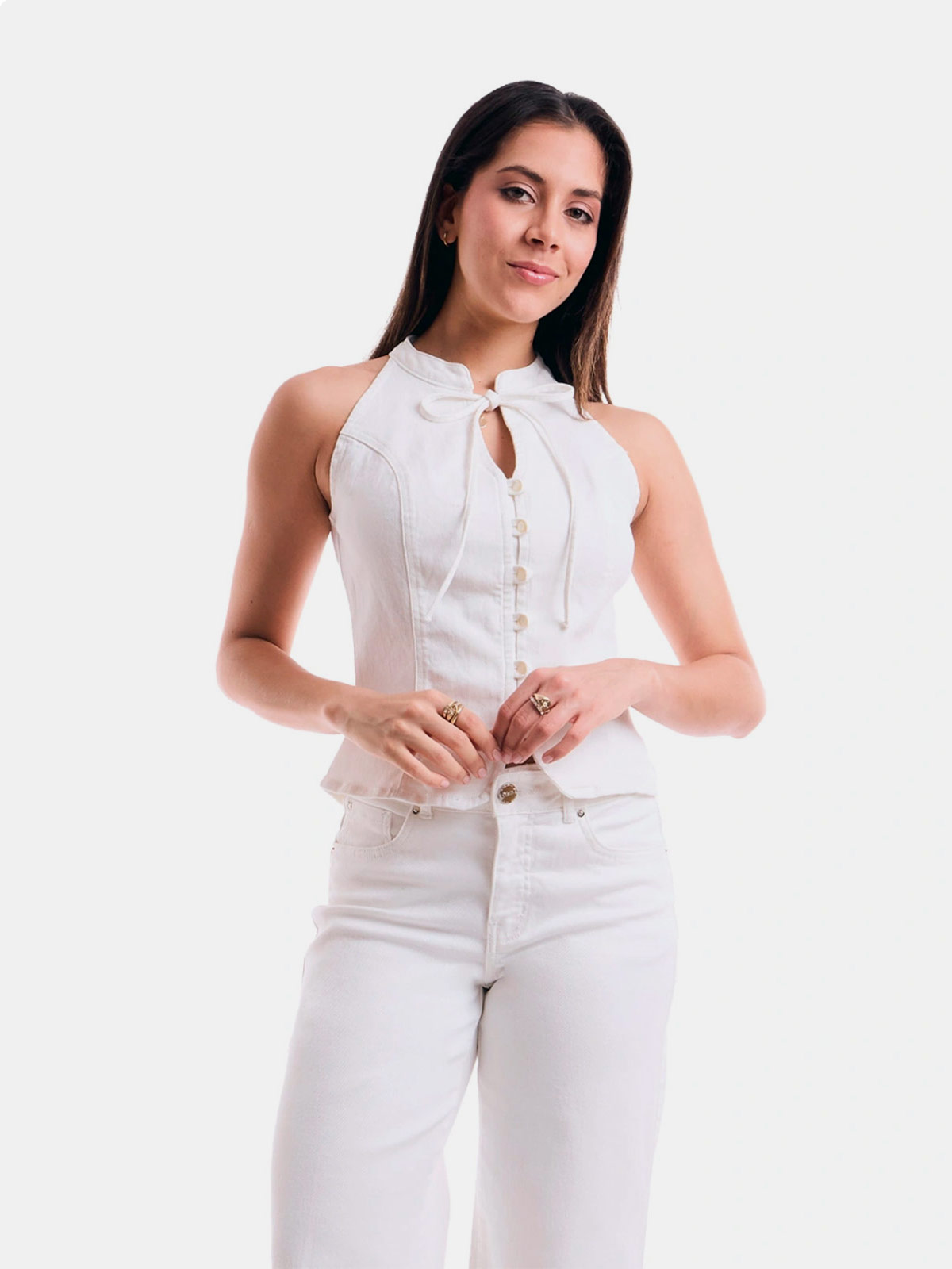 CHALECO SIN MANGAS ALGODÓN MUJER METAL JEANS DENIM SOFIA - 2
