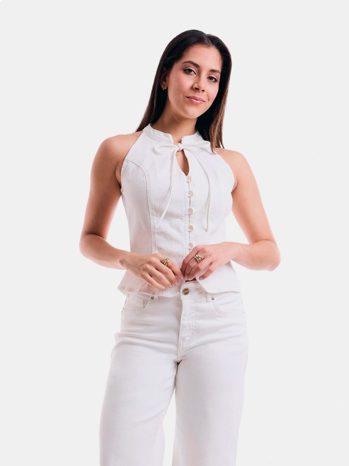 CHALECO SIN MANGAS ALGODÓN MUJER METAL JEANS DENIM SOFIA - 2